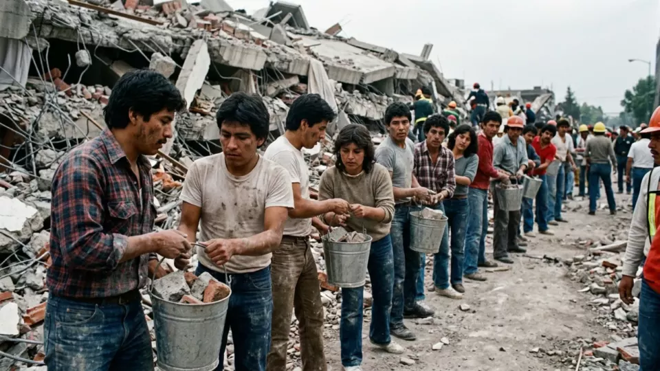 Tlatelolco'da insan zinciri (temsili)