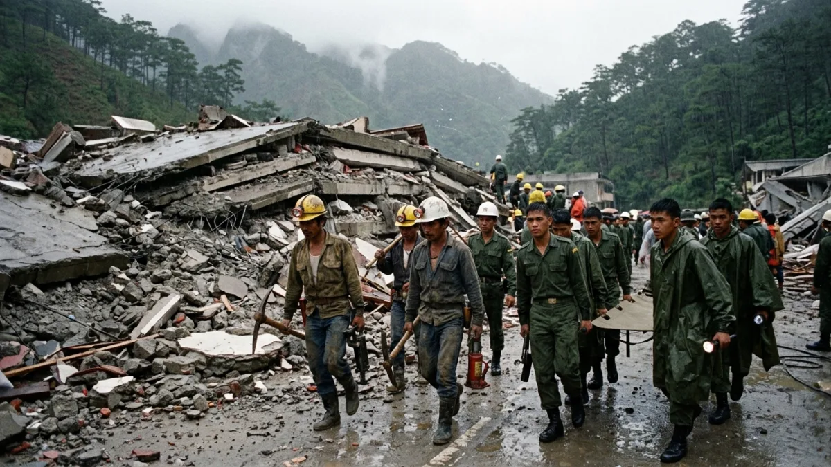 1990 depreminde Baguio'da çöken oteller (temsili)