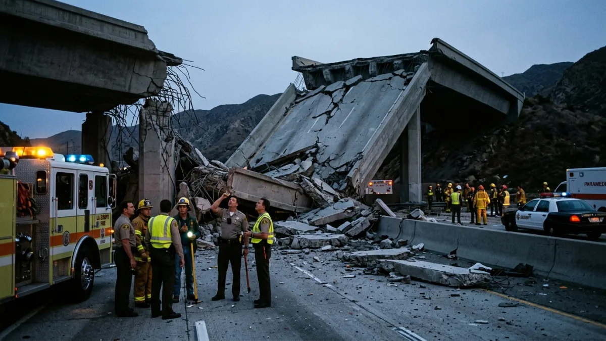 1994 Northridge depreminde çöken otoyol (temsili)