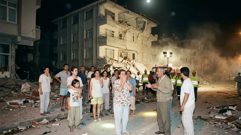 Sarsıntı anında sokağa kaçan insanlar (temsili)