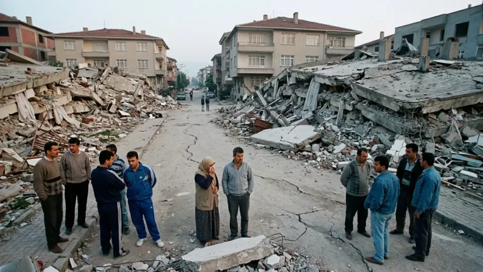 Depremin ertesi sabahı yıkılmış bir sokak (temsili)