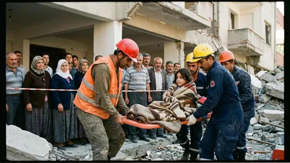 Enkazdan kurtarılan çocuk (temsili)