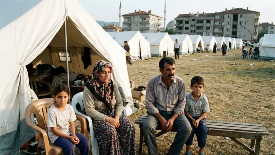 Çadır kentte bir aile (temsili)