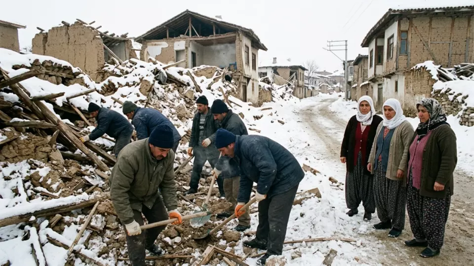 Eber'de enkaz başında bekleyenler (temsili)