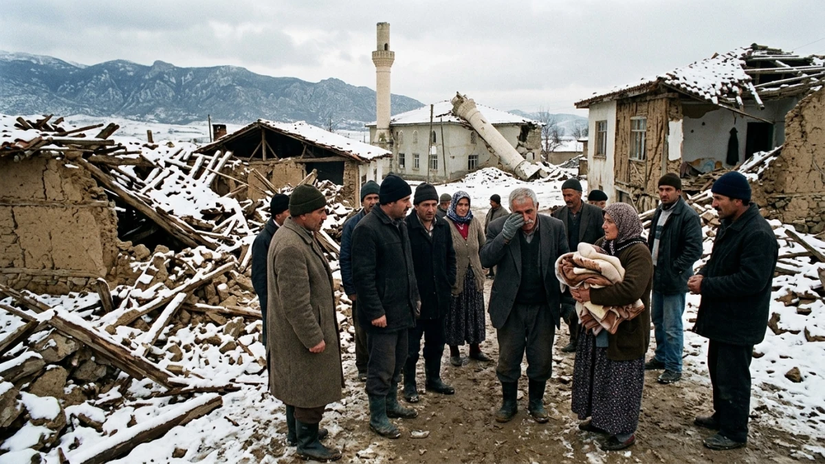 2002 Afyon depreminde yıkılan bir kasaba (temsili)