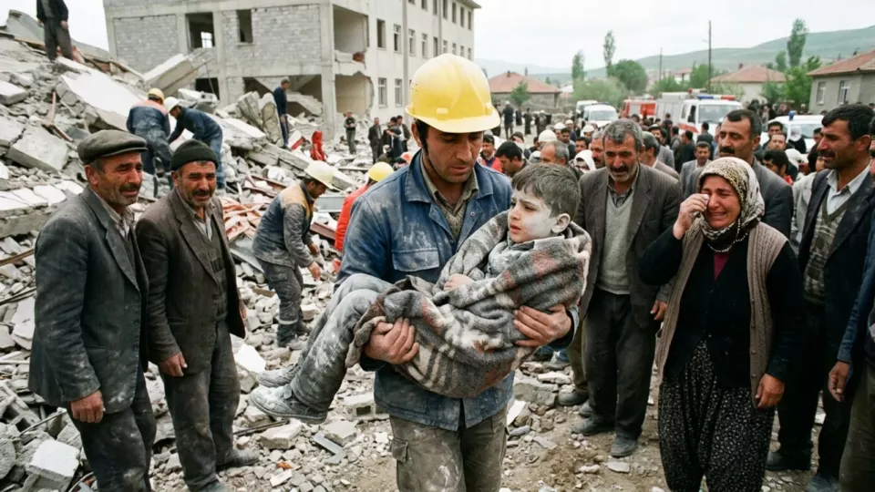 Enkazdan kurtarılan öğrenci (temsili)