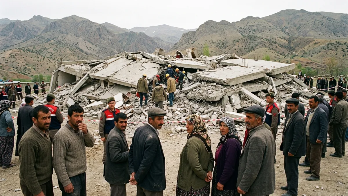 2003 depreminde çöken Çeltiksuyu okul yurdu (temsili)