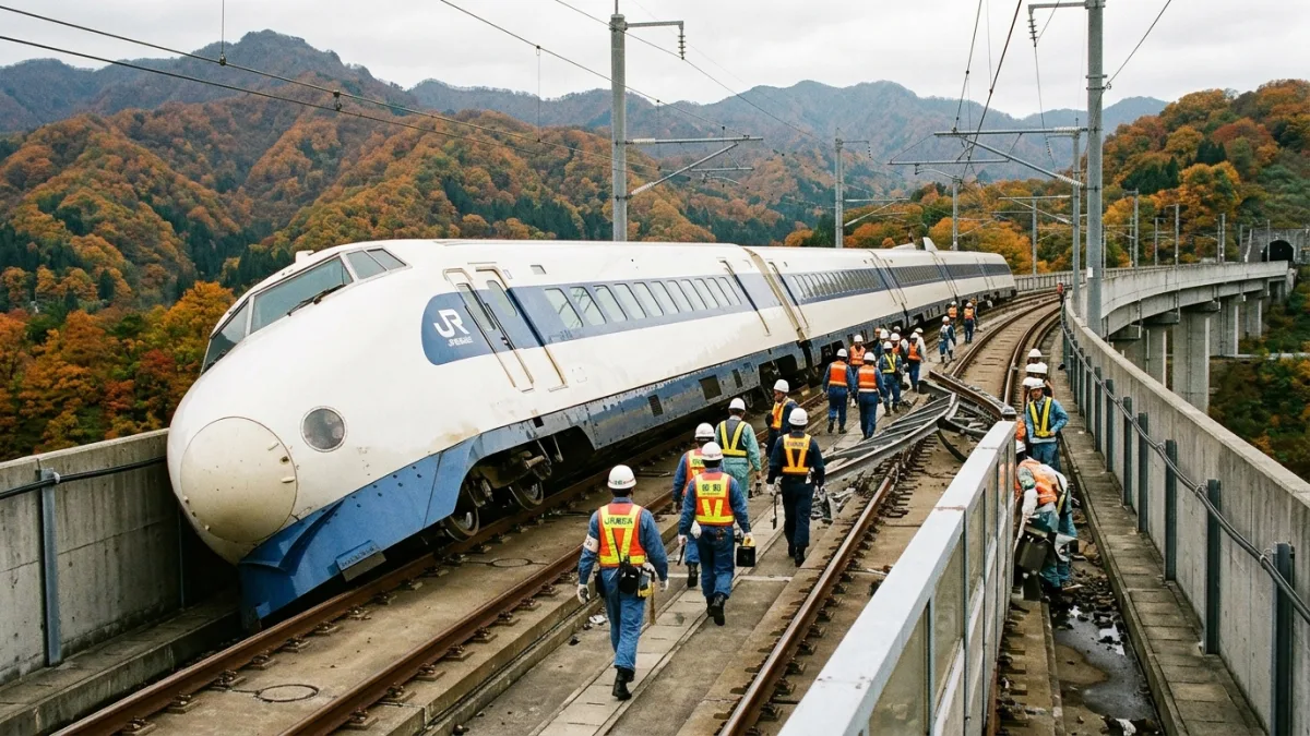 2004 Chuetsu depreminde raydan çıkan Şinkansen (temsili)
