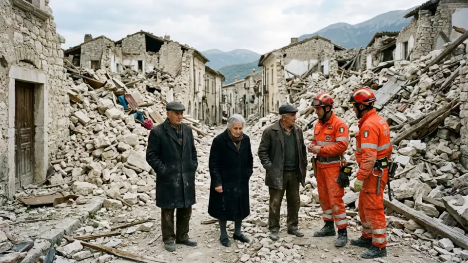 Yıkılan Onna köyü (temsili)
