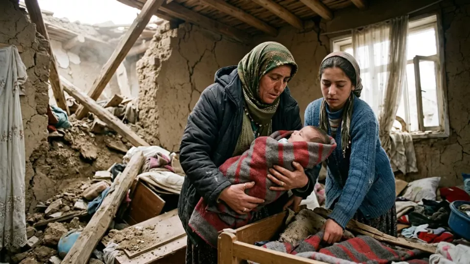 Enkazdan kurtarılan bebek (temsili)