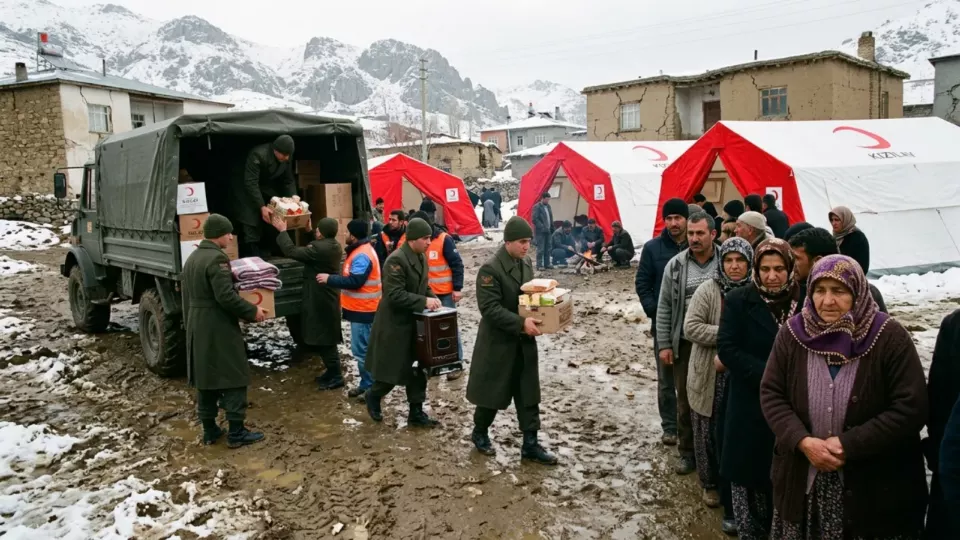 Köyde kurulan çadırlar (temsili)
