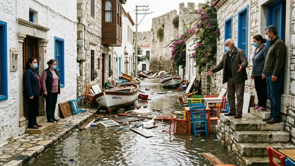 Sığacık'ta sokaklara taşan deniz (temsili)