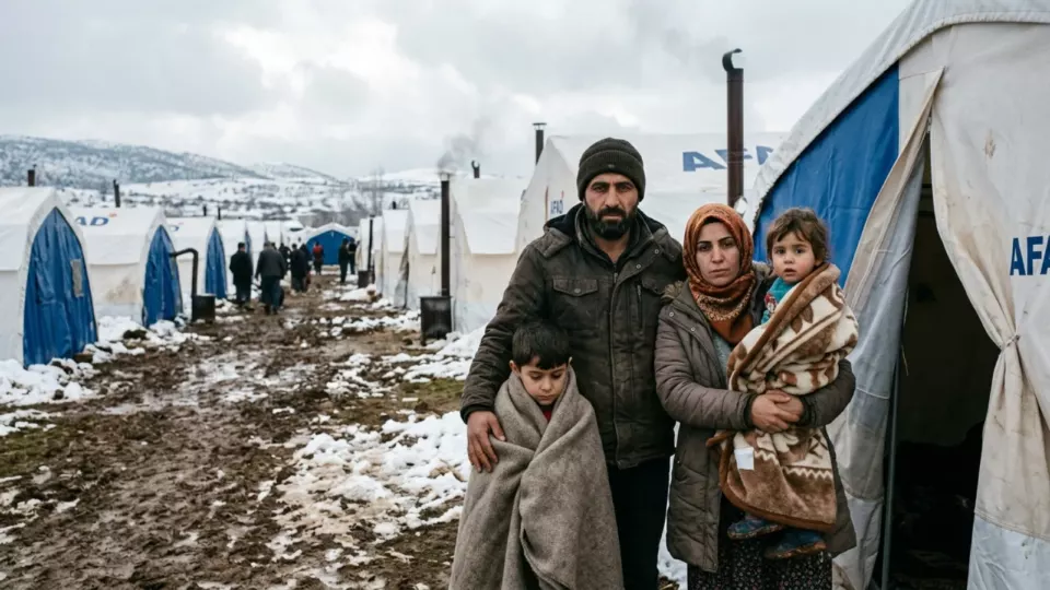Çadır kentte bir aile (temsili)