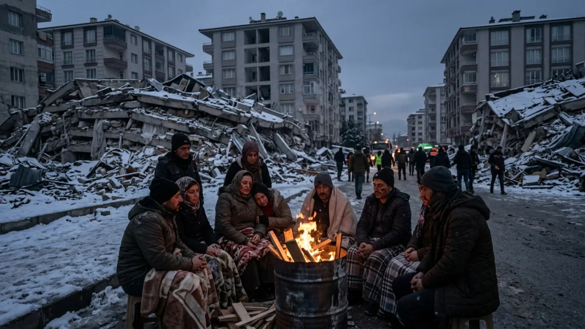 6 Şubat 2023 depremlerinin ardından yıkılmış kent (temsili)