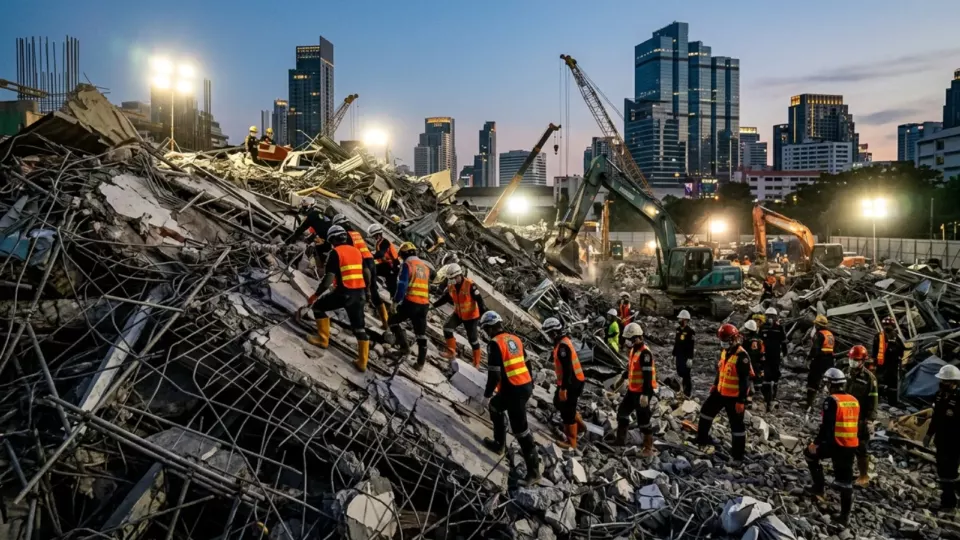 Bangkok'ta çöken inşaat hâlindeki kule (temsili)