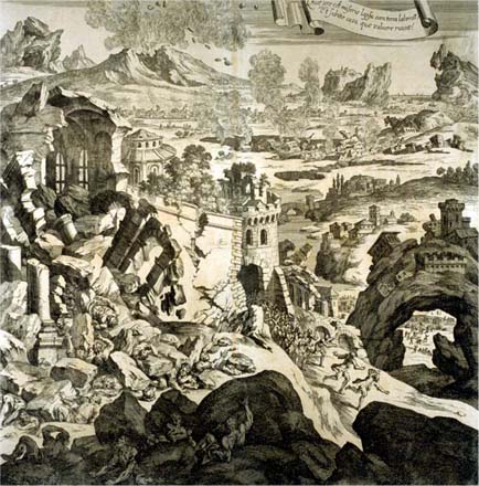 1693 Sicilya depremi gravürü