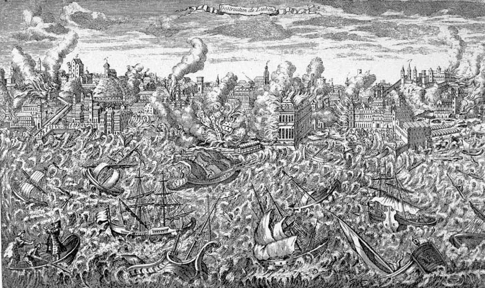 1755 Lizbon depremi gravürü