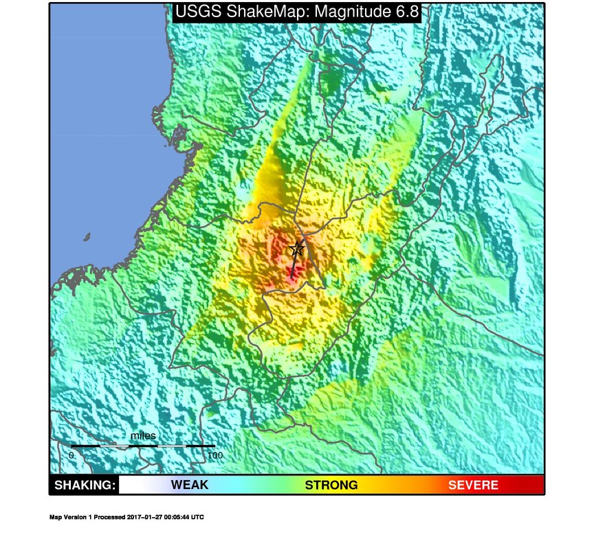 1994 Páez depremi sarsıntı haritası