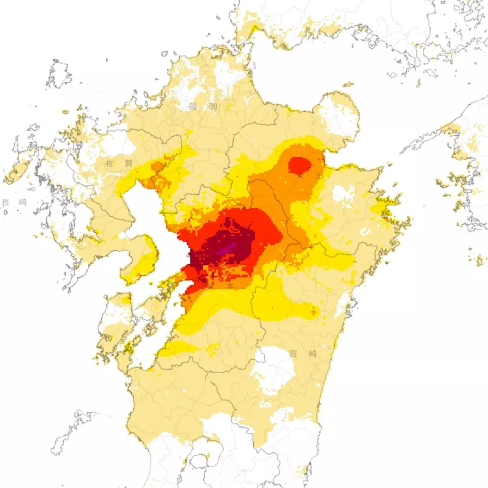 Kumamoto depremi şiddet haritası