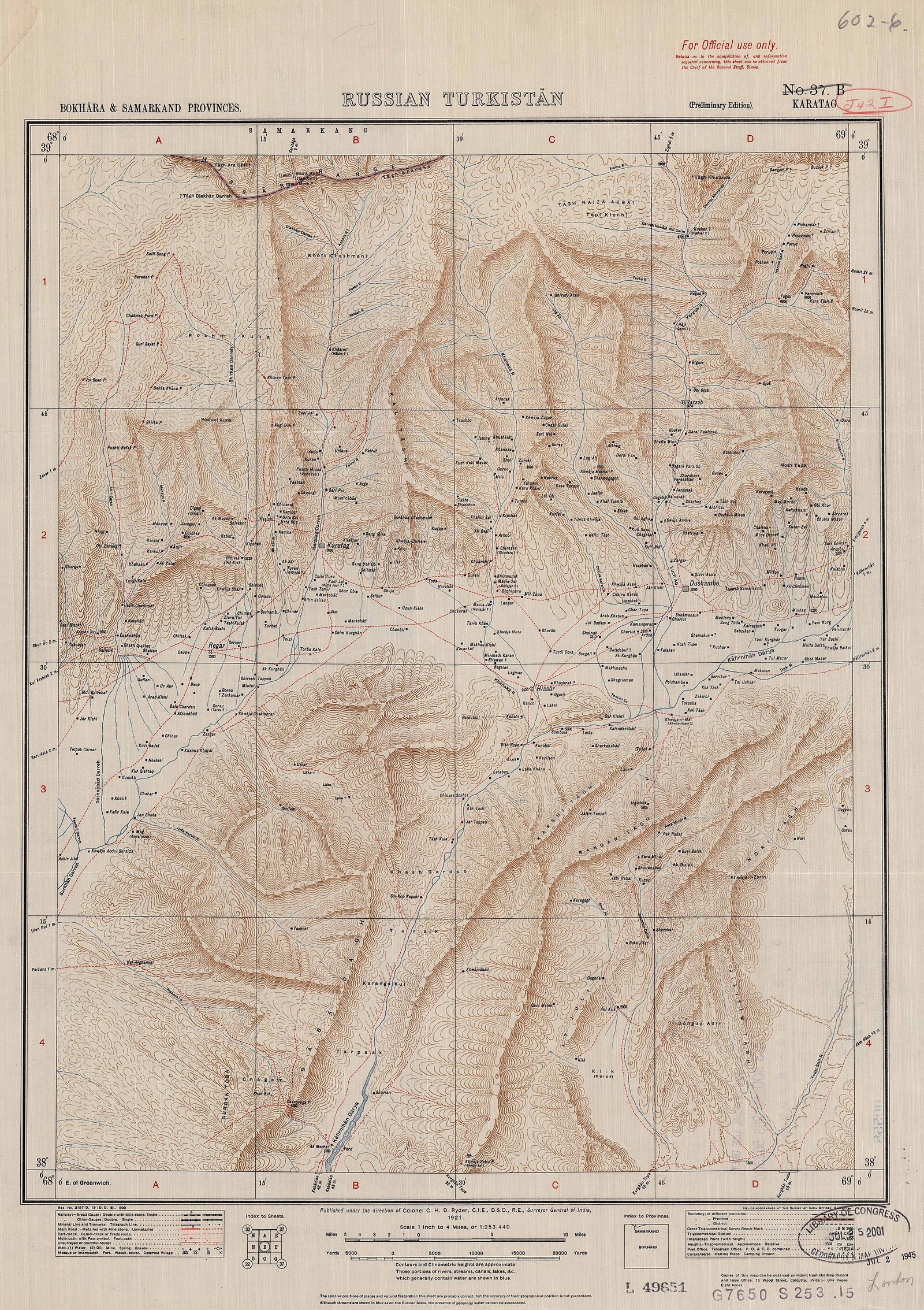 Karatağ bölgesinin 1921 tarihli haritası