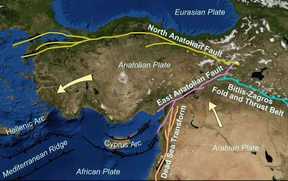 Anadolu levhası ve Kuzey Anadolu Fayı haritası