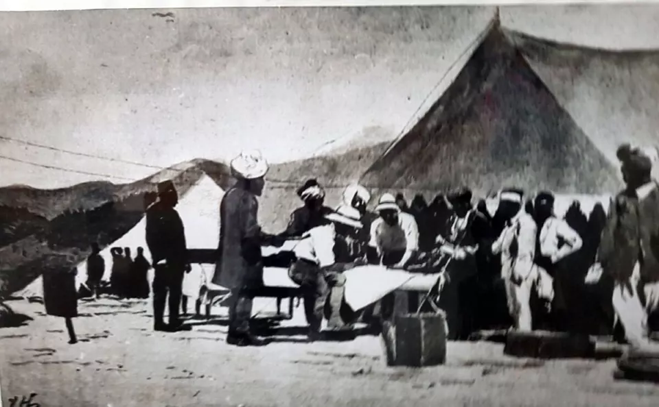 1905 depreminden sonra Dharamsala'daki çadırlar