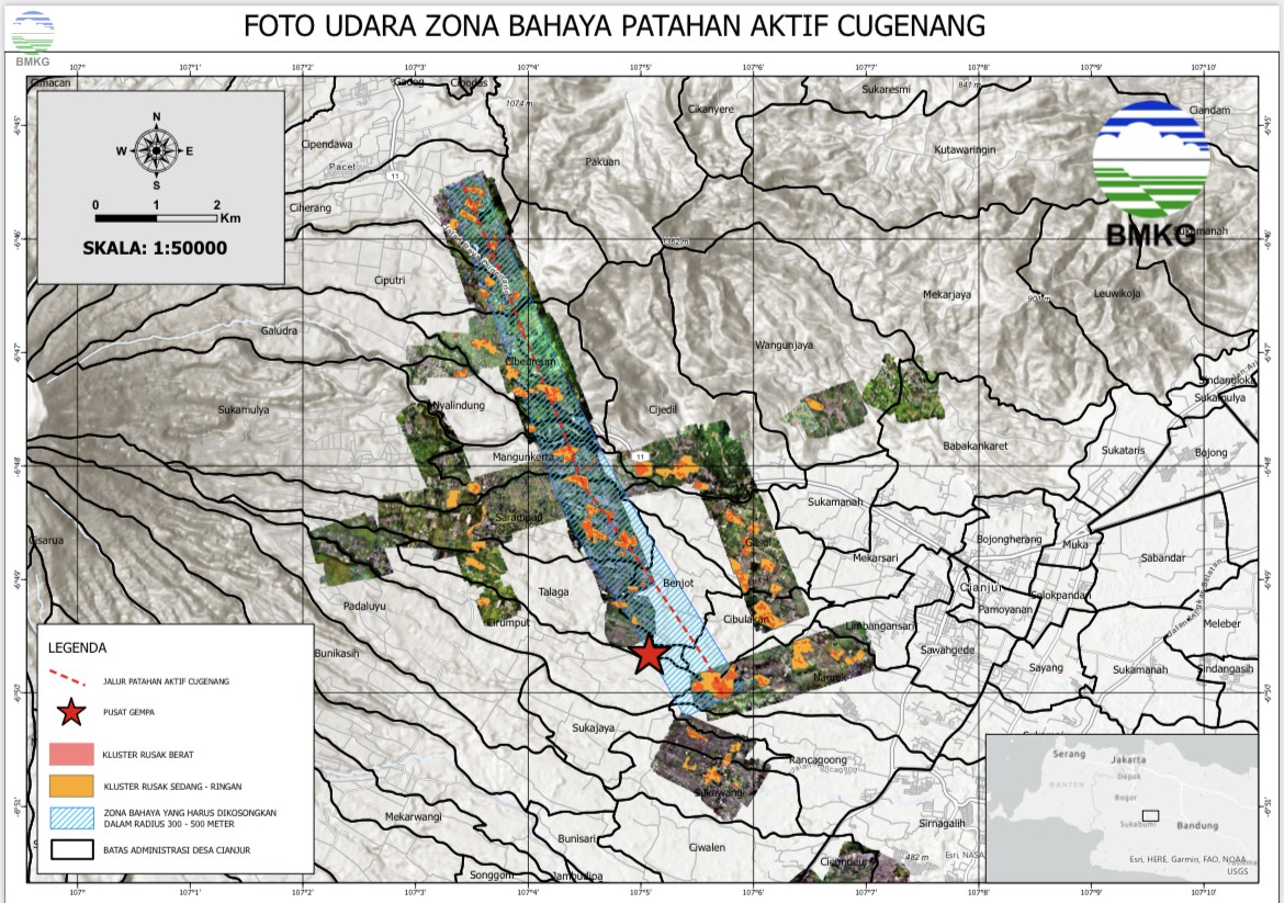 Cugenang Fayı haritası