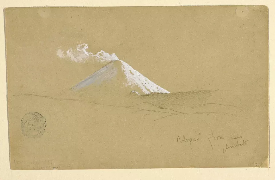 Ambato yakınlarından Cotopaxi, 1853 çizimi