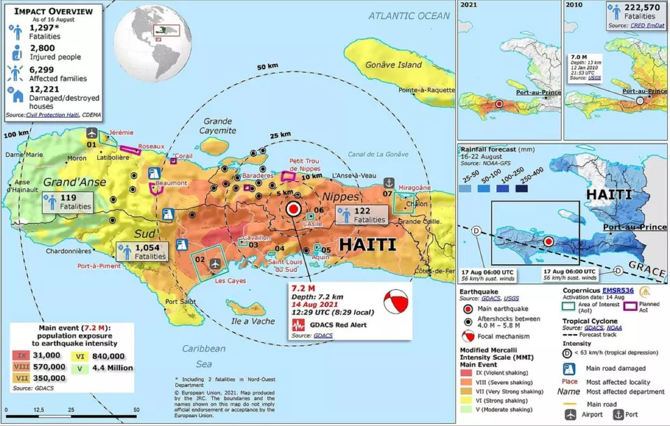 2021 Haiti depremi haritası