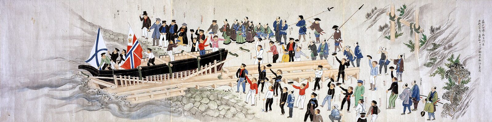 Heda yelkenlisinin suya indirilişi, 1855 Japon resmi