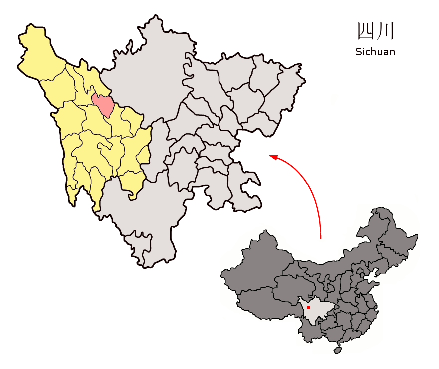 Luhuo ilçesinin Sichuan haritasındaki yeri