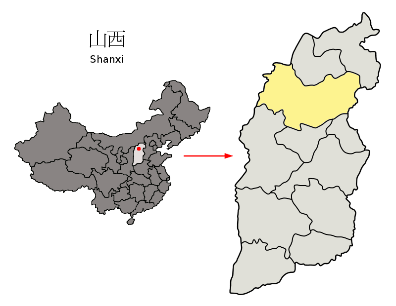 Xinzhou'nun Shanxi içindeki konumunu gösteren harita