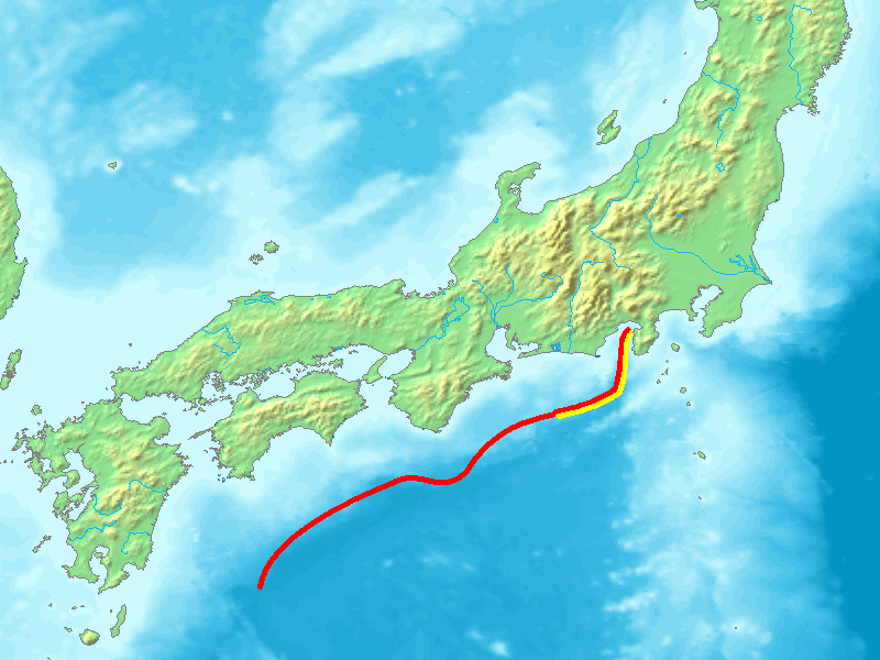 Nankai Çukuru topografik haritası