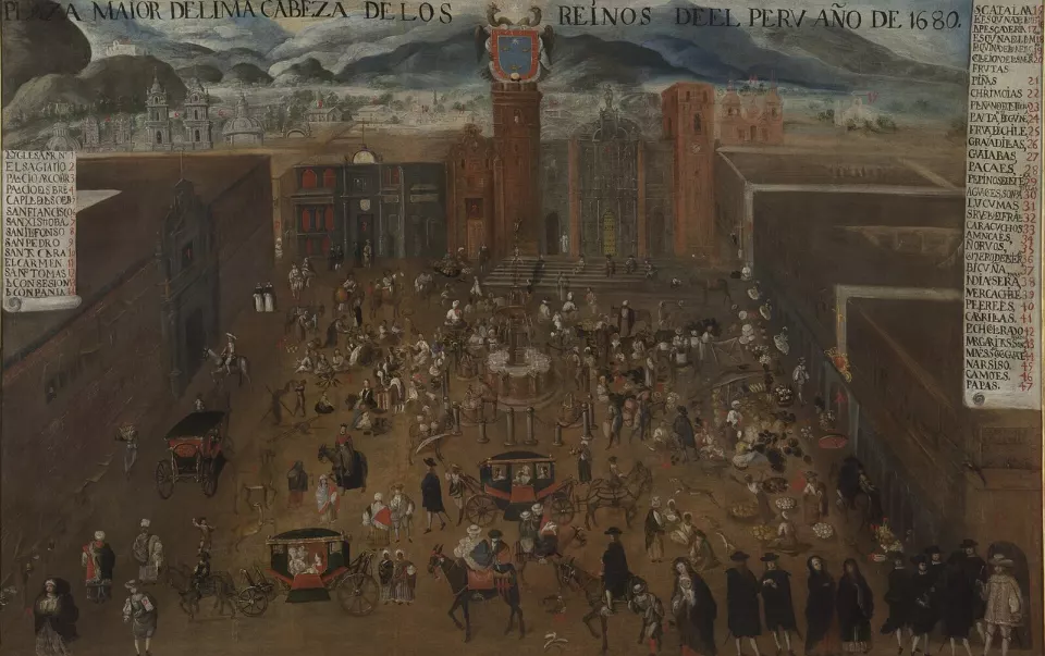 1680 dolaylarında Lima Plaza Mayor tablosu