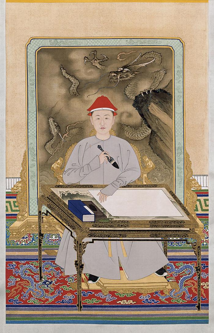 Elinde fırçayla Kangxi İmparatoru
