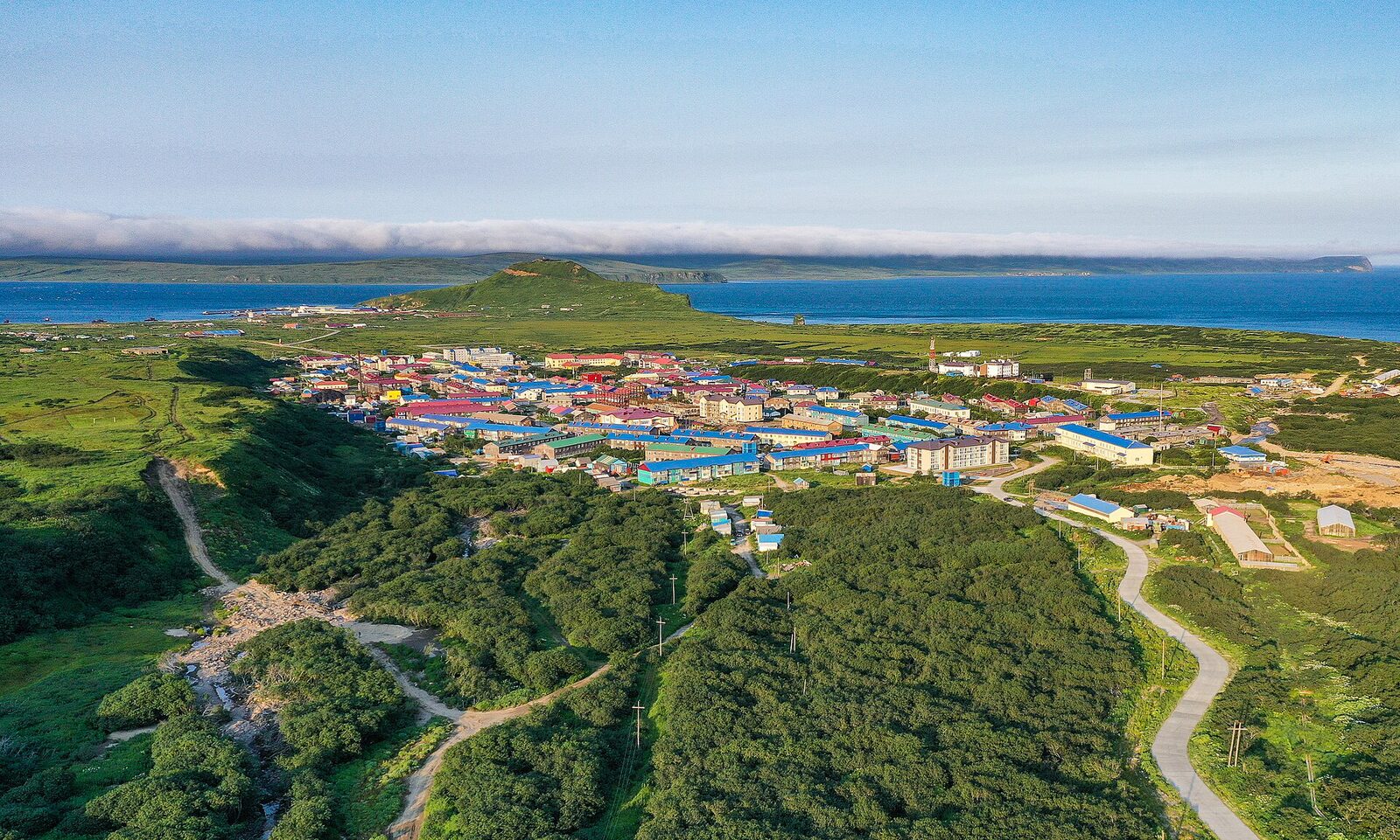 Severo-Kurilsk'in genel görünümü