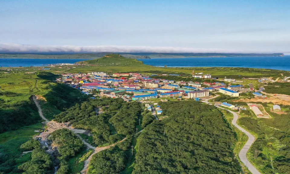 Severo-Kurilsk'in genel görünümü