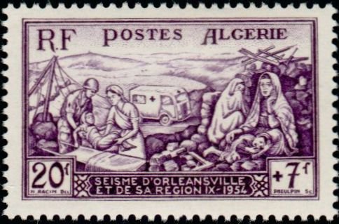 Orléansville afetzedeleri yararına basılmış 1954 pulu