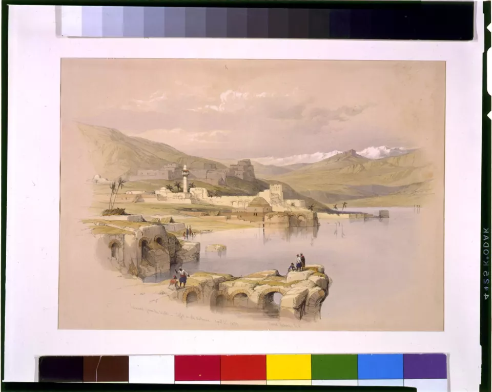 Surlardan Taberiye ve uzakta Safed, David Roberts 1839