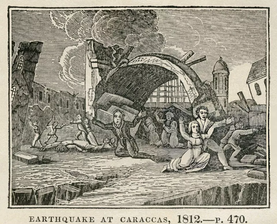 1812 Karakas depremini gösteren eski bir gravür