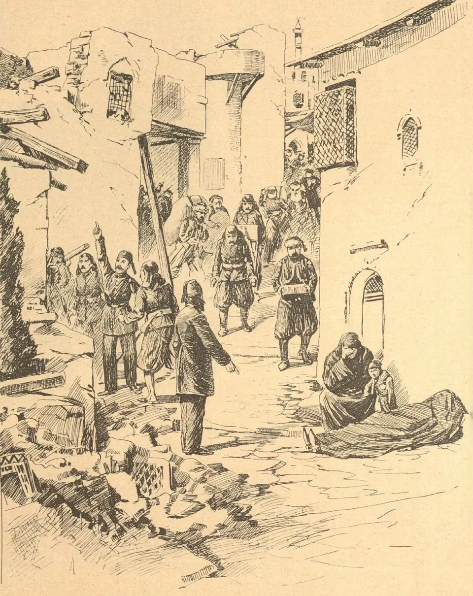 1894 İstanbul depremi kurtarma gravürü