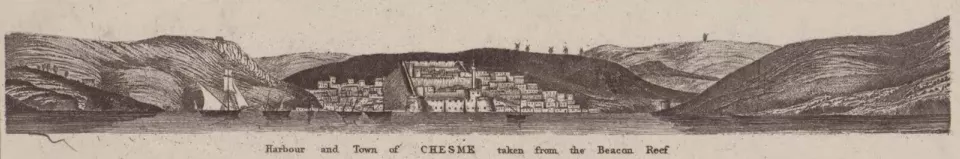 1837 tarihli Amirallik haritasında Çeşme limanı ve kasabası
