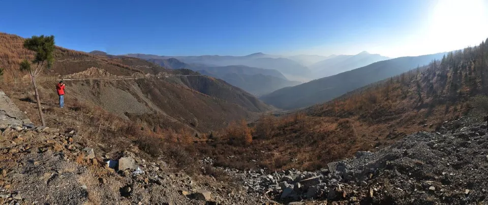 Wutai bölgesinde dağlık manzara