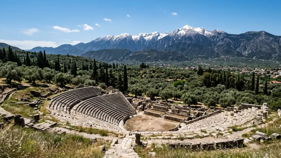 Bugün antik Sparta kalıntıları ve Taygetos (temsili)