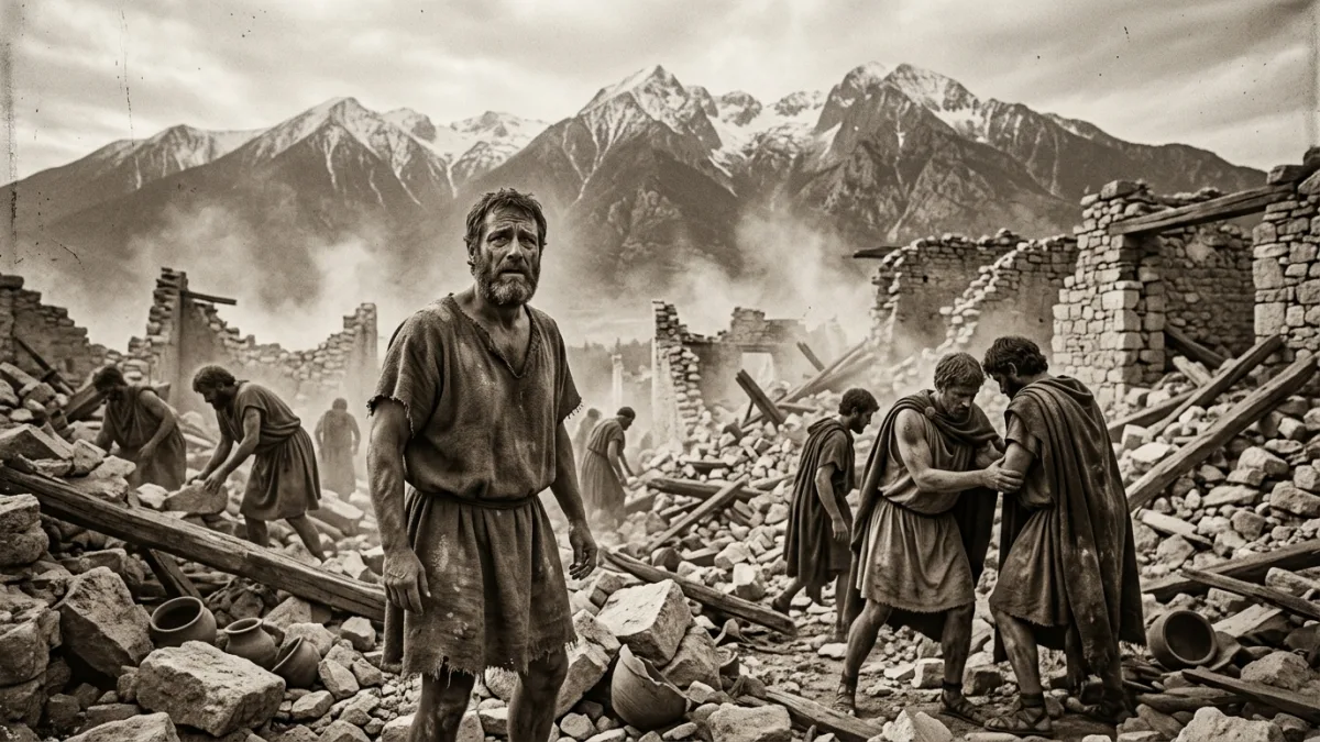 MÖ 464 depreminde yıkılan Sparta (temsili)
